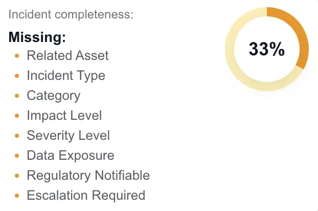 Guardzy completeness view for tracking workflow readiness
