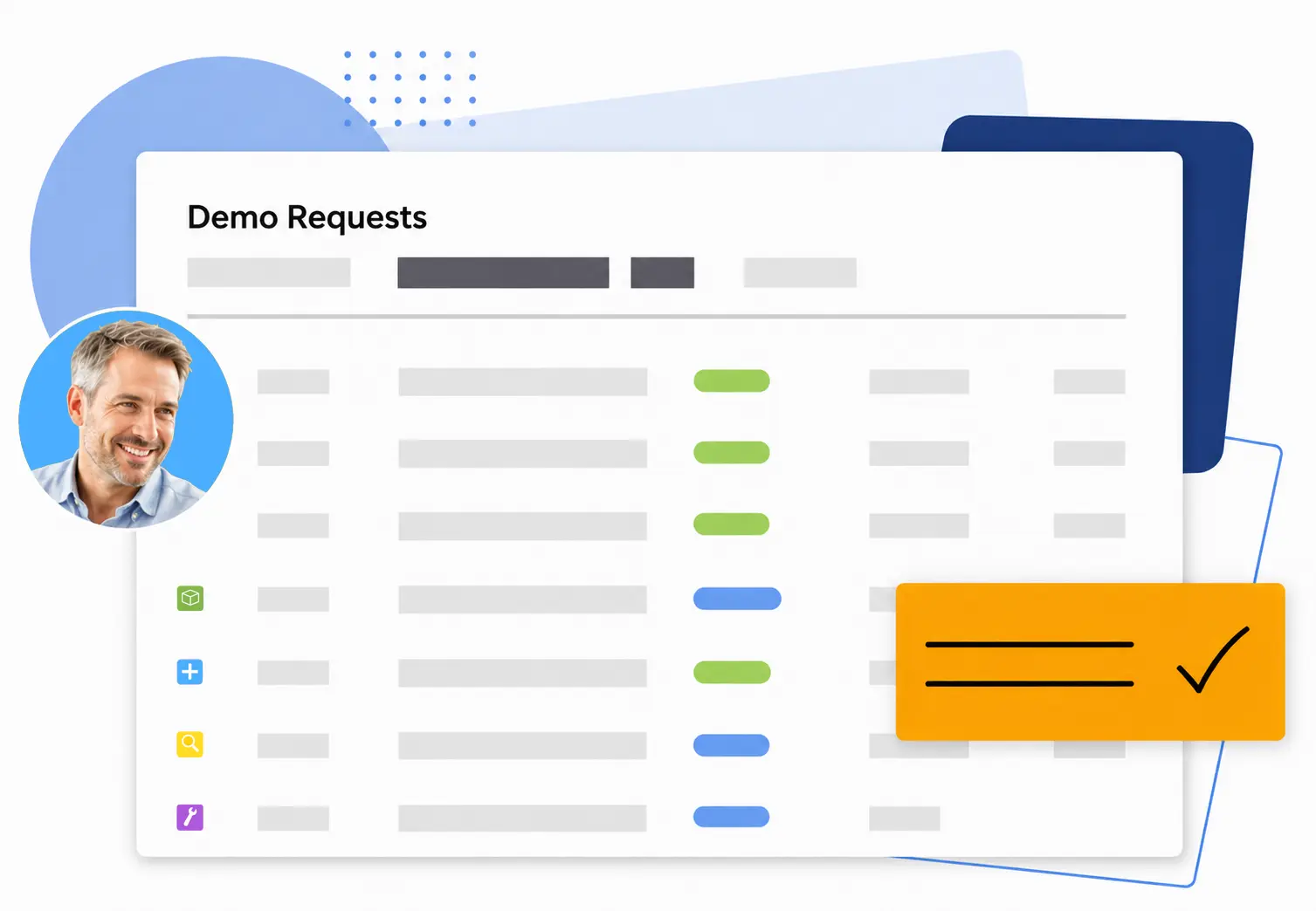 Guardzy demo requests workspace showing requests, owners, and action status